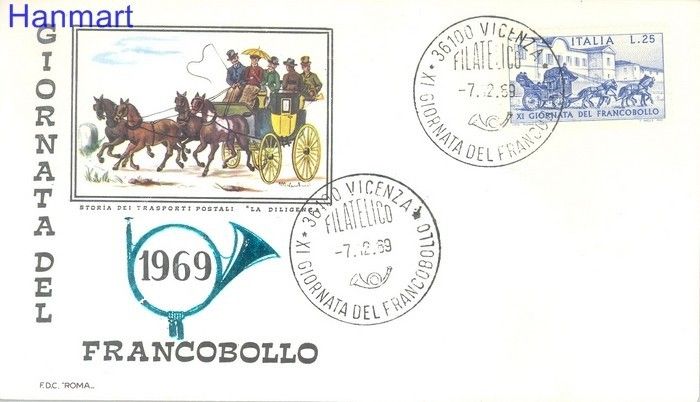 Znaczek Włochy 1969 Mi 1302 FDC