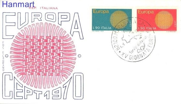 Znaczek Włochy 1970 Mi 1309-1310 FDC