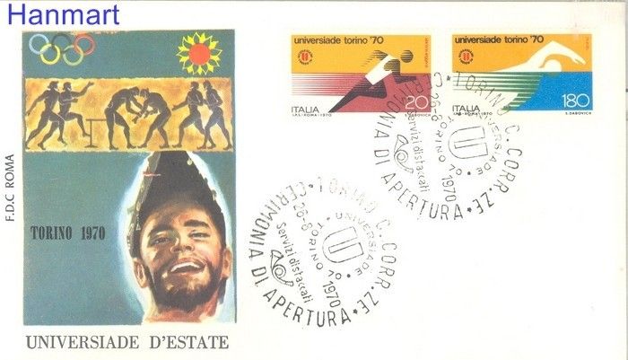 Znaczek Włochy 1970 Mi 1312-1313 FDC
