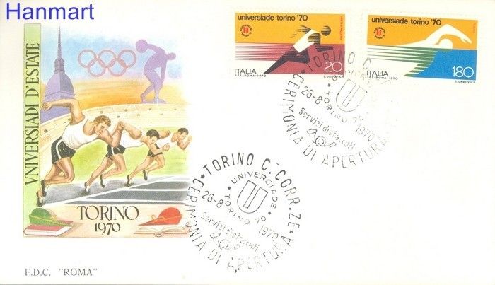 Znaczek Włochy 1970 Mi 1312-1313 FDC