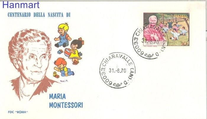 Znaczek Włochy 1970 Mi 1314 FDC