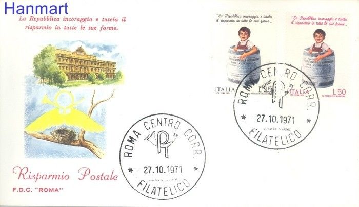 Znaczek Włochy 1971 FDC