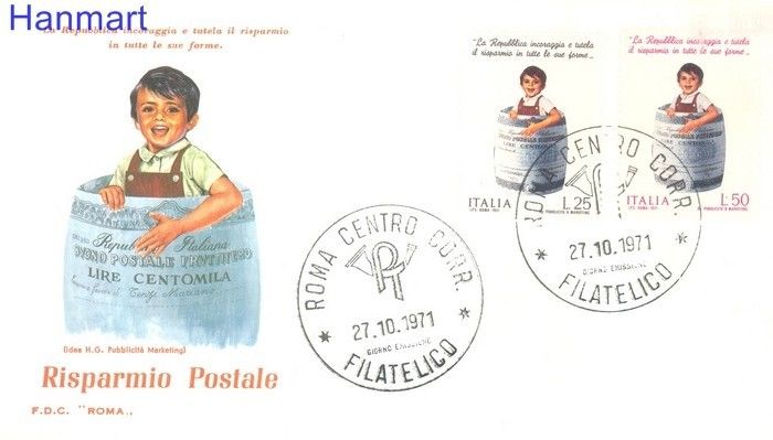Znaczek Włochy 1971 FDC