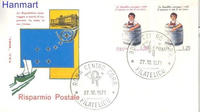 Znaczek Włochy 1971 FDC