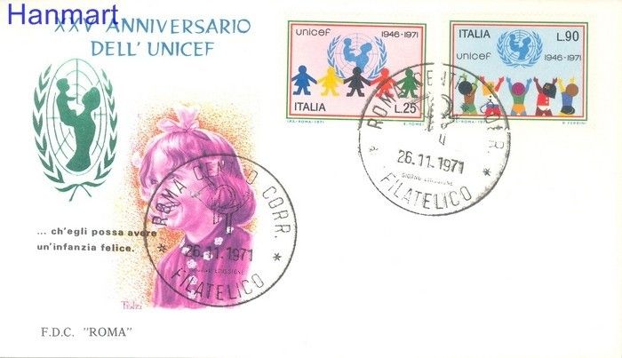 Znaczek Włochy 1971 Mi 1351-1352 FDC