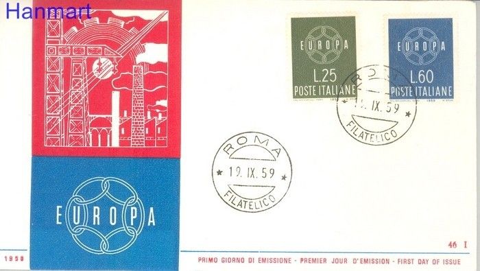 Znaczek Włochy 1959 Mi 1055-1056 FDC