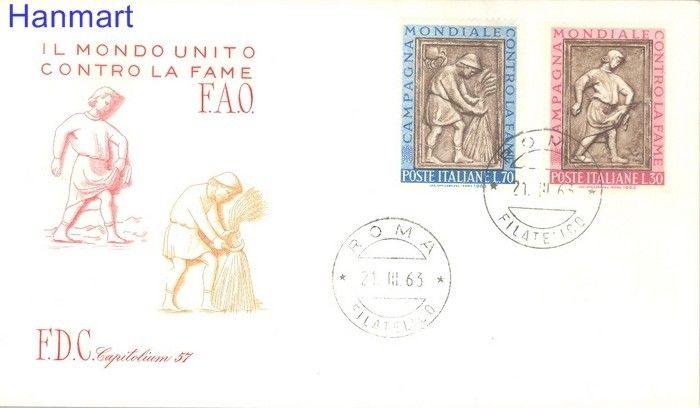 Znaczek Włochy 1963 Mi 1140-1141 FDC