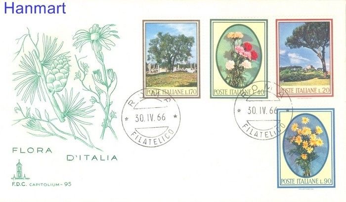 Znaczek Włochy 1966 Mi 1206-1209 FDC