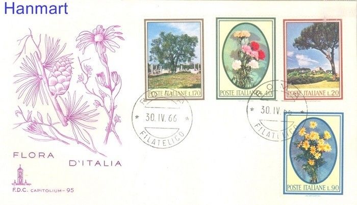 Znaczek Włochy 1966 Mi 1206-1209 FDC