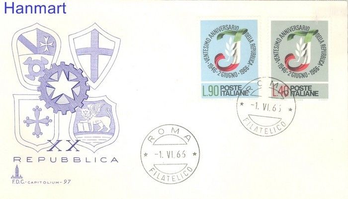 Znaczek Włochy 1966 FDC
