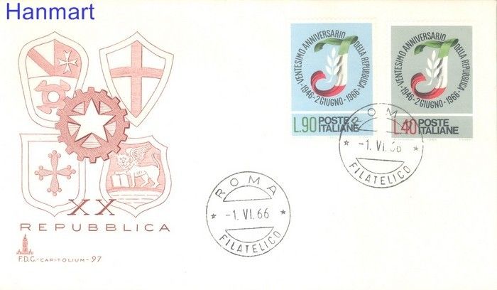 Znaczek Włochy 1966 FDC