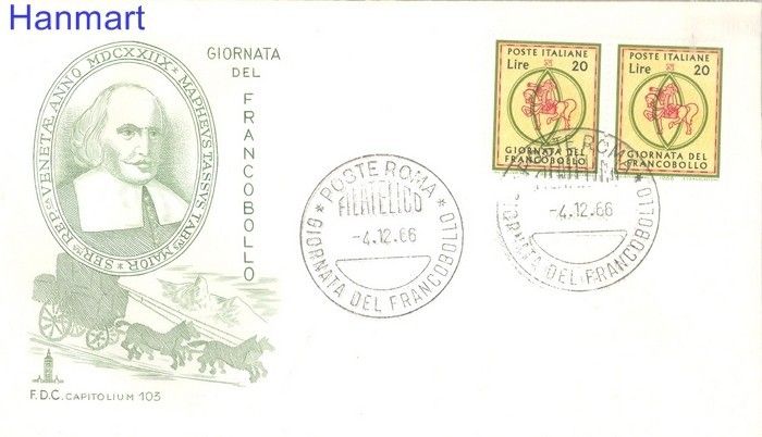 Znaczek Włochy 1966 Mi 1219 FDC