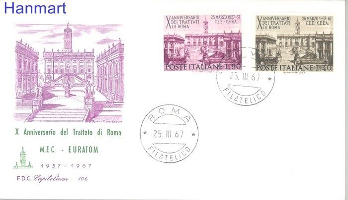 Znaczek Włochy 1967 FDC