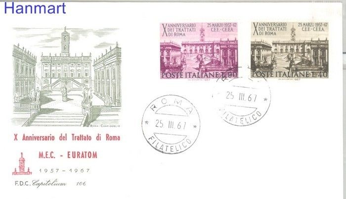 Znaczek Włochy 1967 FDC