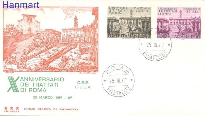 Znaczek Włochy 1967 FDC