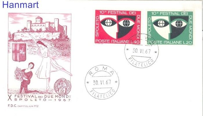 Znaczek Włochy 1967 Mi 1235-1236 FDC