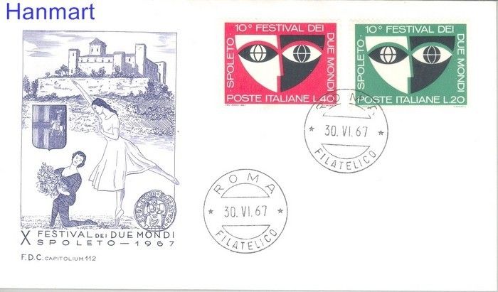Znaczek Włochy 1967 Mi 1235-1236 FDC