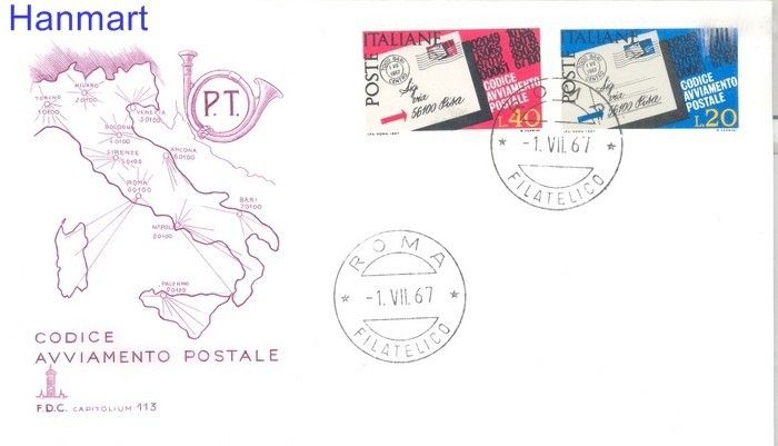 Znaczek Włochy 1967 Mi 1237-1238 FDC