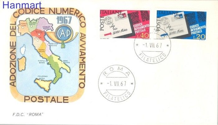 Znaczek Włochy 1967 Mi 1237-1238 FDC