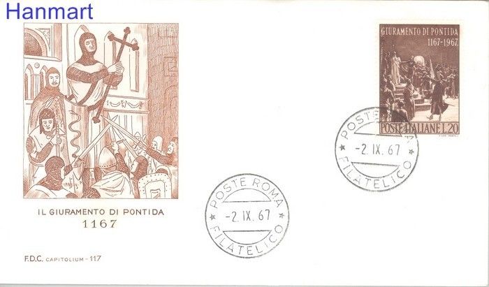 Znaczek Włochy 1967 Mi 1242 FDC