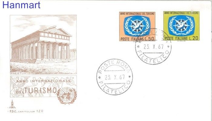 Znaczek Włochy 1967 FDC