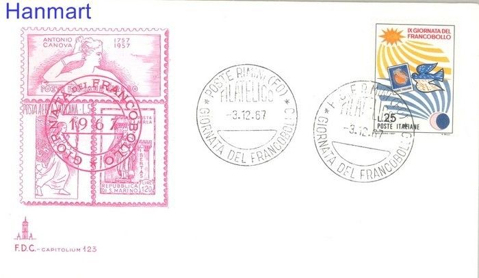 Znaczek Włochy 1967 Mi 1250 FDC