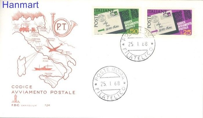 Znaczek Włochy 1968 Mi 1251-1252 FDC