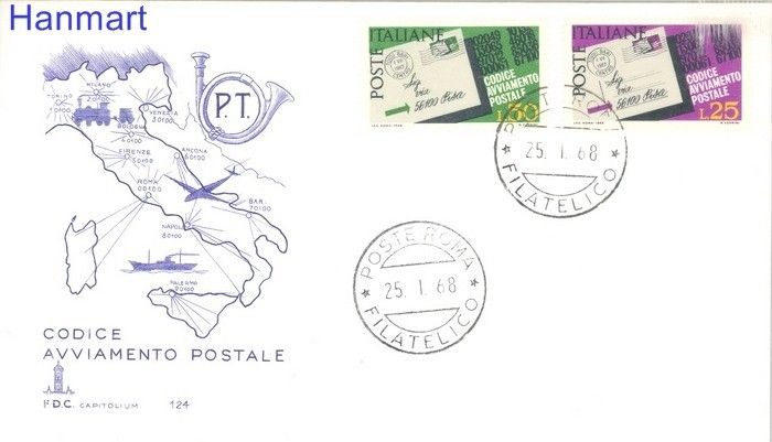 Znaczek Włochy 1968 Mi 1251-1252 FDC