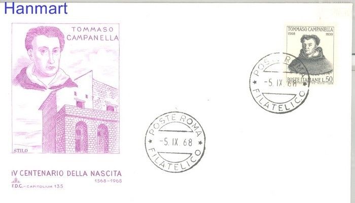 Znaczek Włochy 1968 Mi 1280 FDC
