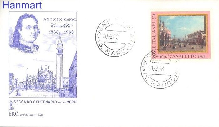 Znaczek Włochy 1968 Mi 1281 FDC