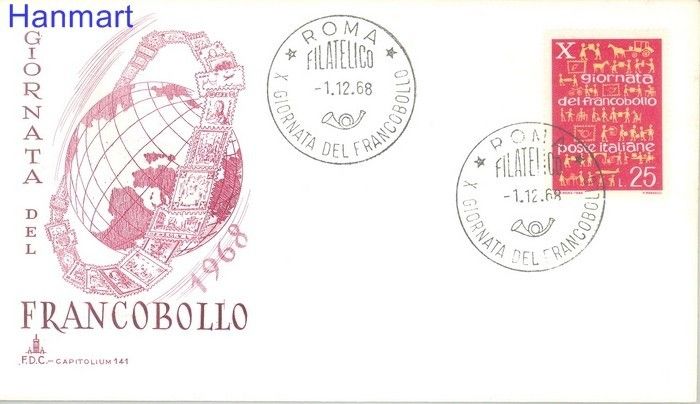 Znaczek Włochy 1968 FDC