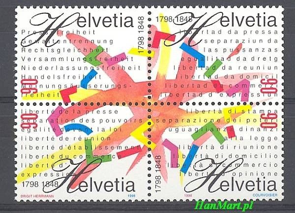 Znaczek Szwajcaria 1998 Mi 1633-1636 Czyste **