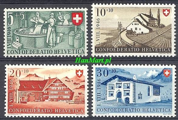 Znaczek Szwajcaria 1946 Mi 471-474 Czyste **