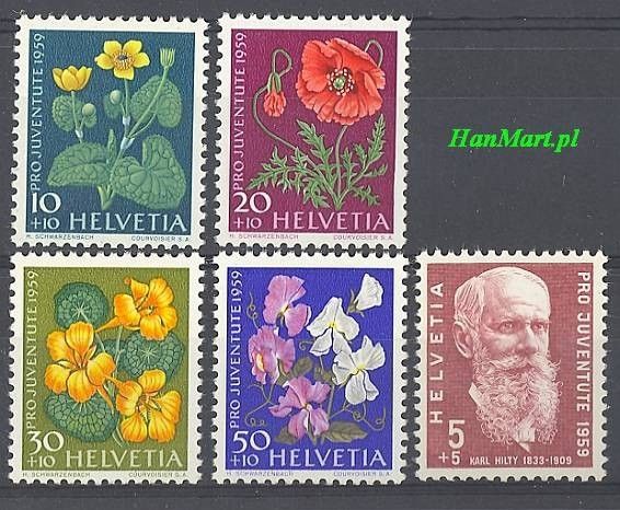 Znaczek Szwajcaria 1959 Mi 687-691 Czyste **