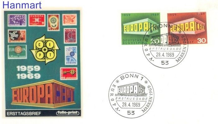 Znaczek Niemcy 1969 Mi 583-584 FDC
