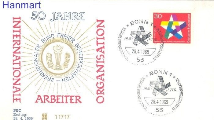 Znaczek Niemcy 1969 FDC