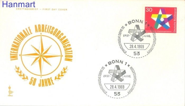 Znaczek Niemcy 1969 FDC