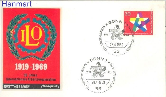 Znaczek Niemcy 1969 FDC