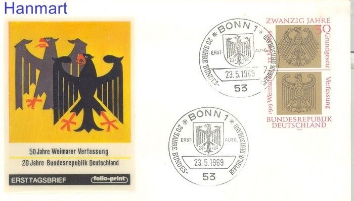 Znaczek Niemcy 1969 FDC