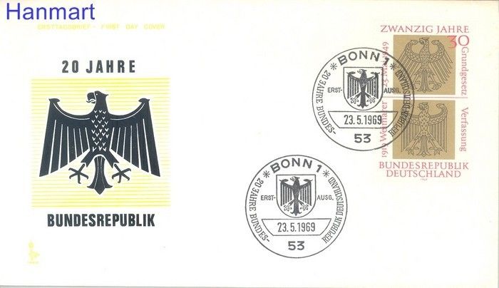 Znaczek Niemcy 1969 FDC