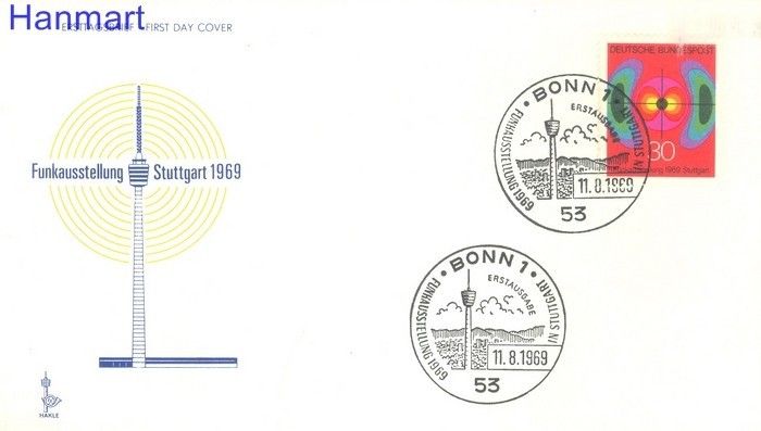 Znaczek Niemcy 1969 Mi 599 FDC