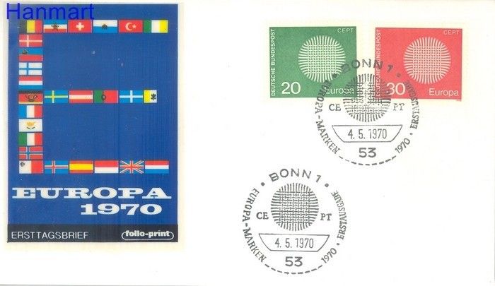 Znaczek Niemcy 1970 Mi 620-621 FDC