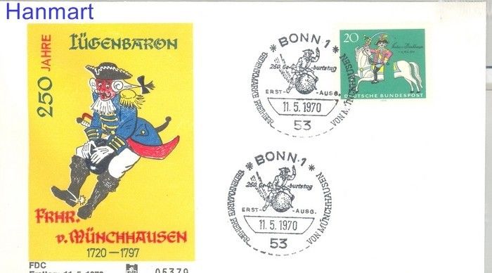 Znaczek Niemcy 1970 FDC