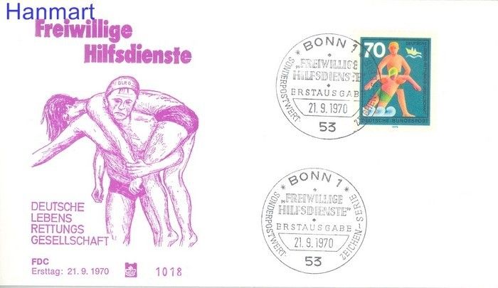 Znaczek Niemcy 1970 FDC