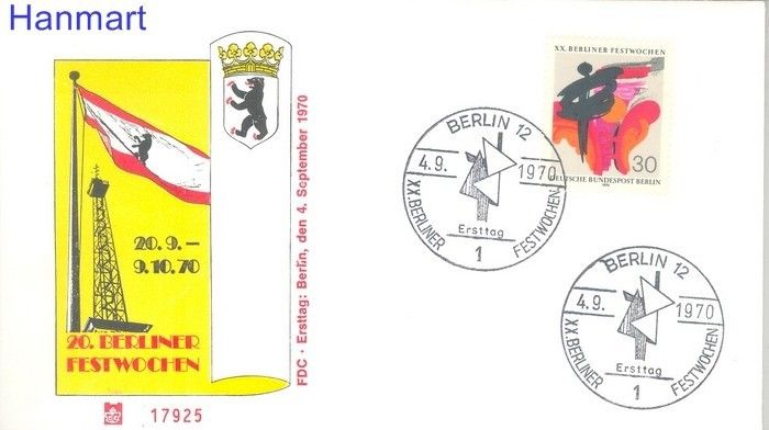 Znaczek Berlin Niemcy 1970 FDC