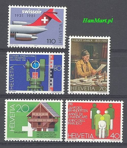 Znaczek Szwajcaria 1981 Mi 1191-1195 Czyste **