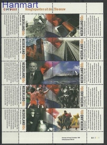 Znaczek Holandia 1999 Mi ark 1740-1749 Czyste **