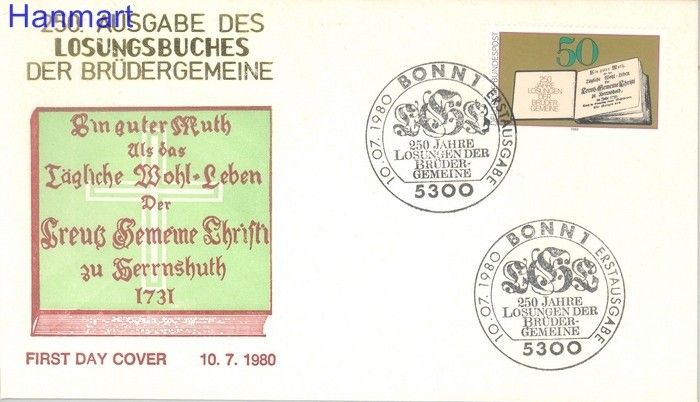 Znaczek Niemcy 1980 Mi 1054 FDC