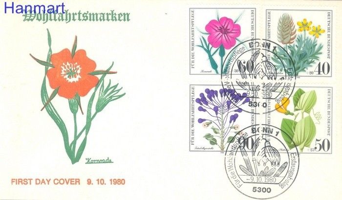 Znaczek Niemcy 1980 Mi 1059-1062 FDC
