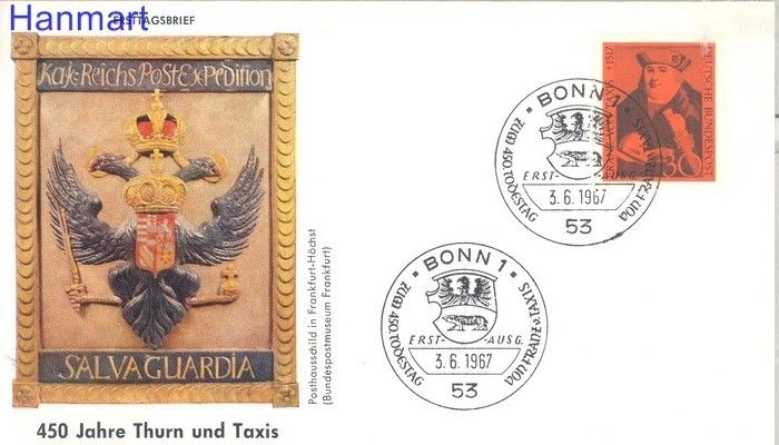 Znaczek Niemcy 1967 Mi 535 FDC